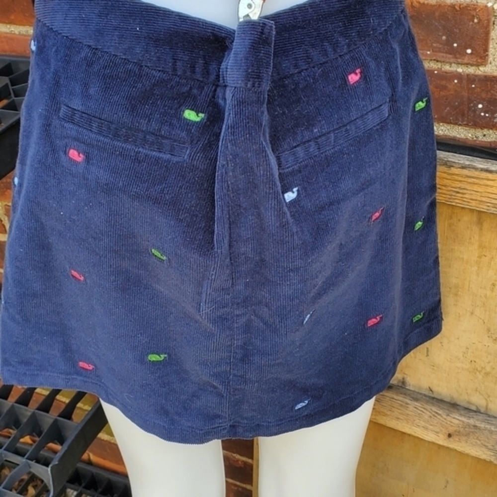 Vineyard Vines Navy Corduroy Whale Embroidered Mini Skirt Size 8 Preppy - Picture 12 of 13